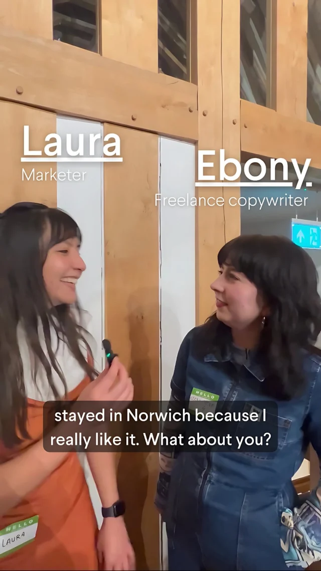 We love hearing people’s stories about why they’ve chosen to live and work in Norwich—what brought them here and what they love most about the city. We recently caught up with Laura and Ebony at the @brandland_norwich x WiN event, ‘Create in Norwich,’ to ask them these very questions. One thing is clear: it’s the people that make Norwich such a special place to be. The city’s strong sense of community (and, of course, its pubs) shines through, especially in the creative industries, and it’s fantastic to see that being celebrated. As England’s first UNESCO City of Literature, Norwich is naturally a hub for creatives. To learn more about the city’s creative industry and its potential to become a leading creative cluster, visit the Work in Norwich website (link in bio). #workinnorwich #createinnorwich @brandland_norwich